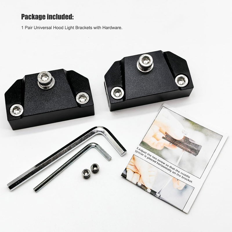 DarSeity Adjustable Low Profile Mount Hood Ditch Universal Light Brackets for SUV Truck Car, for Auxiliary Off-Road Lighting, Aluminum Alloy (Universal Brackets) - Image 5